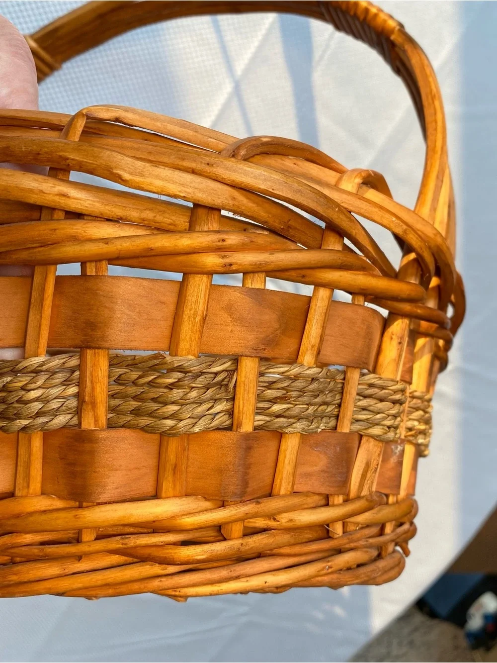 Natural Wicker Handled Basket - Warm Honey Brown